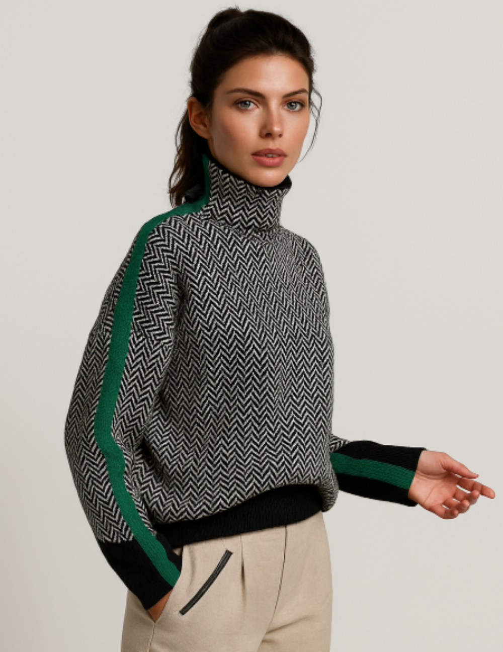 Pull à Col Montant Motif Géométrique | L’élégance avec caractère