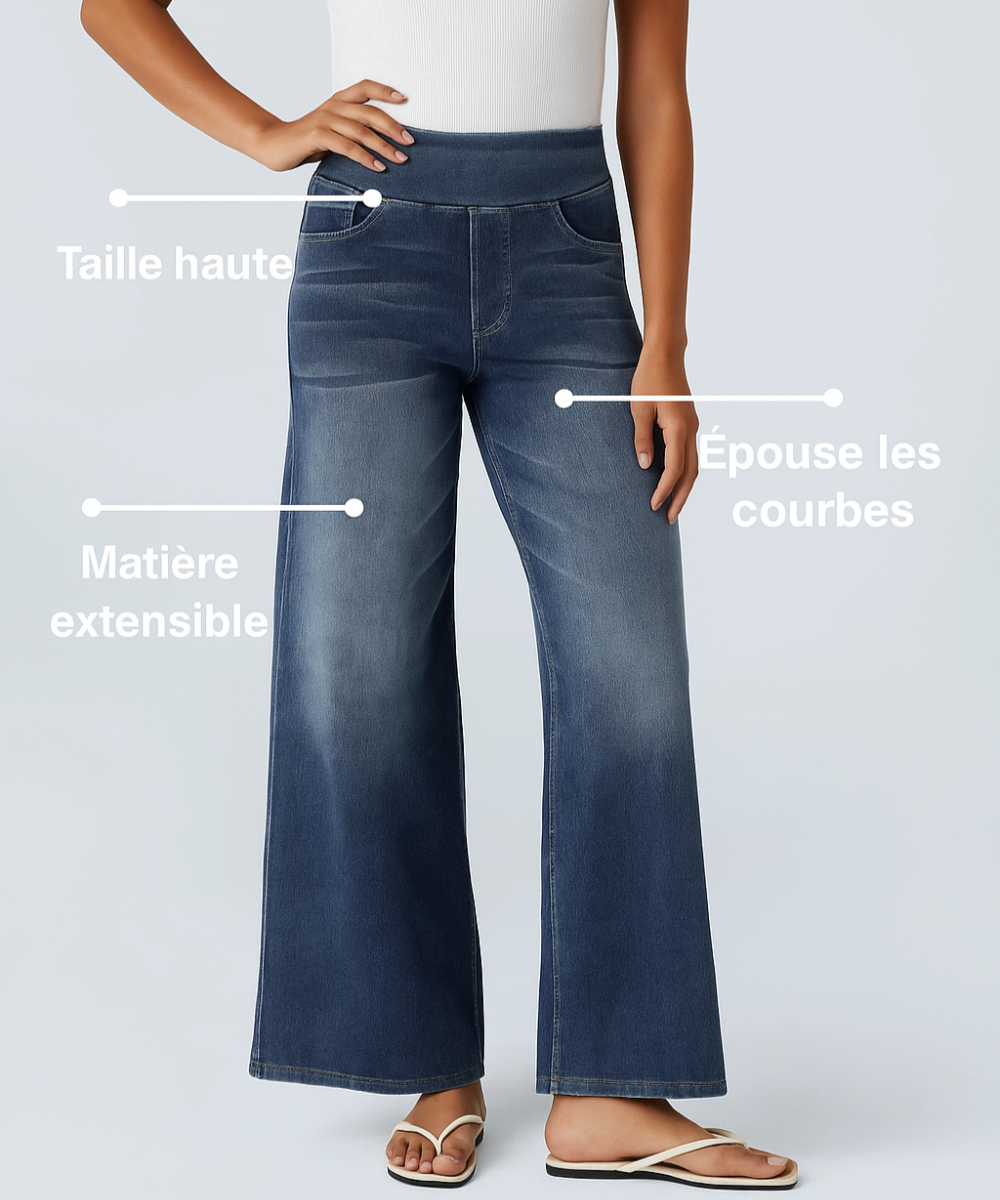 Jean taille haute extensible | Confort et élégance au quotidien