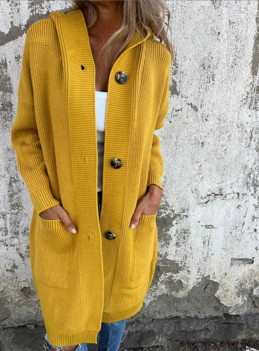 Cardigan long boutonné | Confort chaud et élégance décontractée