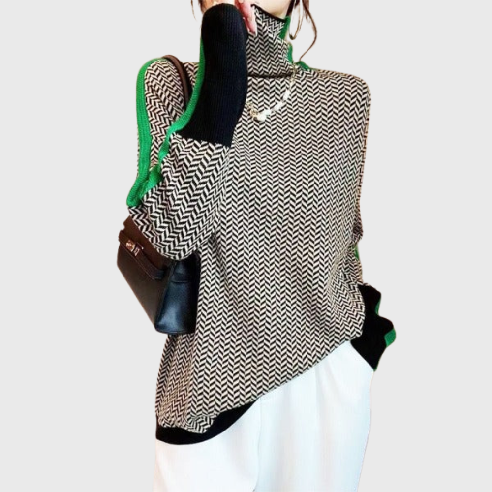 Pull à Col Montant Motif Géométrique | L’élégance avec caractère