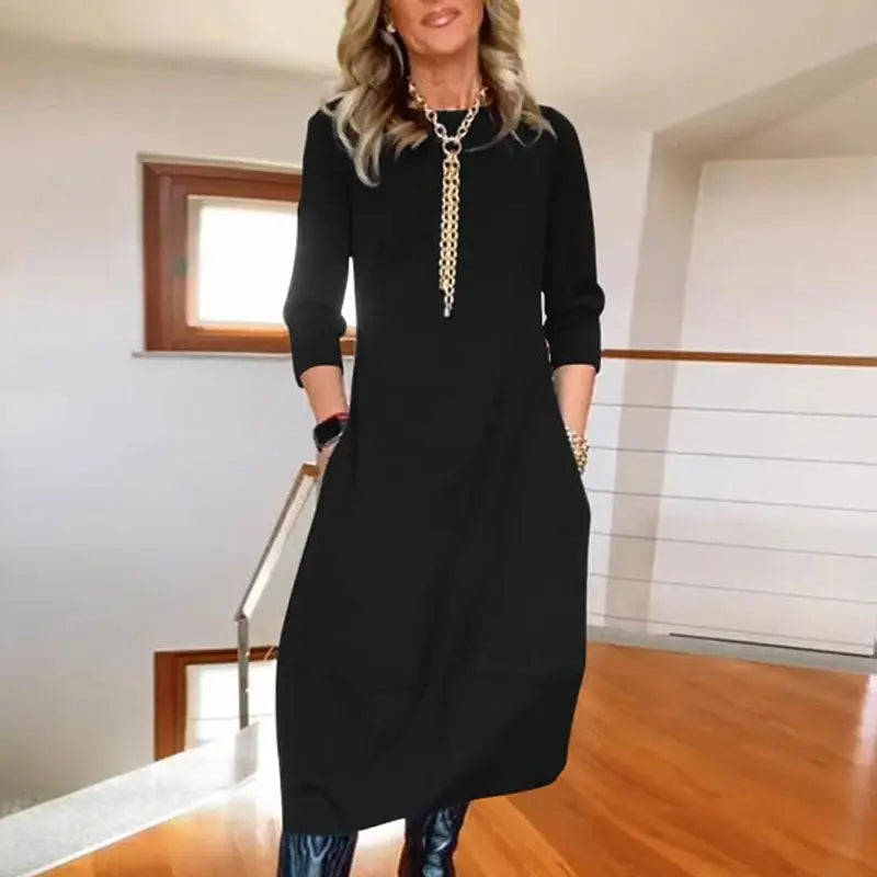 Robe élégante à manches trois-quarts | L'allure sûre au quotidien