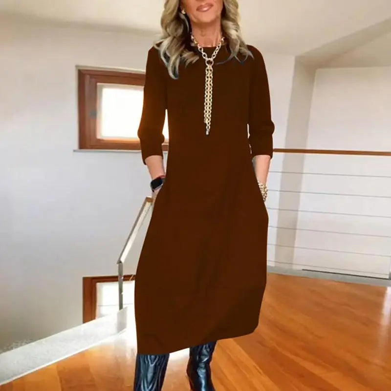 Robe élégante à manches trois-quarts | L'allure sûre au quotidien