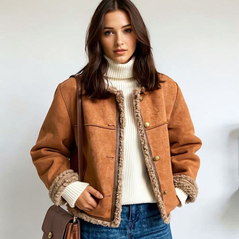 Veste en peau retournée | Chaleur et distinction au quotidien