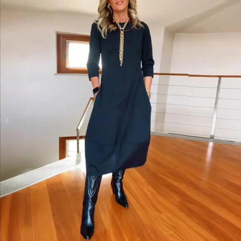 Robe élégante à manches trois-quarts | L'allure sûre au quotidien